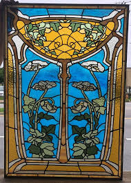 W 430 Art Nouveau Stained Glass Window
