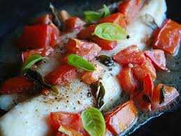 roasted swai fish with tomatoes and basil