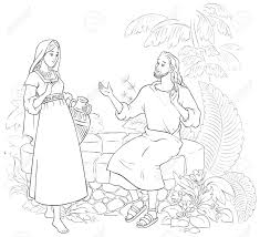 St joseph coloring page funycoloring. Jesus And The Samaritan Woman At The Well Coloring Page Royalty Free Cliparts Vectors And Stock Illustration Image 81891378