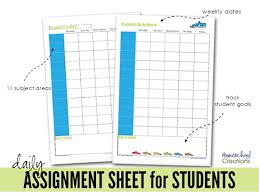 Assignment Sheet For Students Free Printables