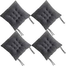 4 out of 5 stars. Amazon Com Rulleny Set Of 4 Chair Pads And Seat Cushions With Ties Non Slip Comfortable And Soft For Indoor Dining Living Room Kitchen Office Chair Den Travel Washable Dark Grey 4