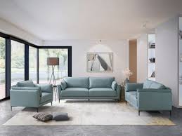 blue leather contemporary modern sofas