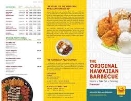 menu of l l hawaiian barbecue
