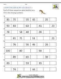 1st grade math worksheets arranged according to grade 1 topics. Count By Tens Worksheets