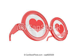 Cego, concept., amor. Cego, amor, concept., isolado, white., corações,  óculos. | CanStock