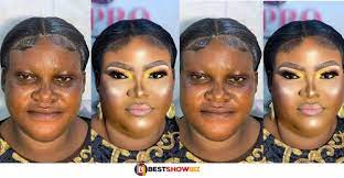 see before and after makeup photo of a lady