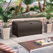 Suncast Wicker 99 Gal Resin Deck Box