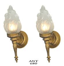 Flame Torch Style Wall Sconces Old Gold