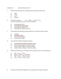 Chemistry 12 Kinetics Practice Test