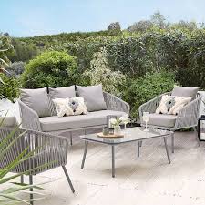 Aya Rope Effect Grey Garden Sofa Set