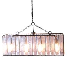 Rectangle Crystal Chandelier With Thick Glass Pendant Crystals Light Fixture The Kings Bay