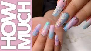 How Much Pastel Ombre Rhinestone Nails Acrylic Gel Polish Nails