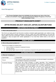 Find our live affin hwang select income fund fund basic information. Product Highlights Sheet For Affin Hwang Select Asia Ex Japan Quantum Fund Pdf Free Download