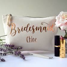 personalised bridesmaid make up bag by
