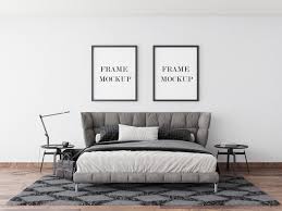 wall frames mockup in modern bedroom
