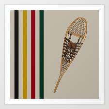 Vintage Snowshoe With Stripes Art Print