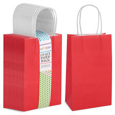 25 pack red gift bags with handles