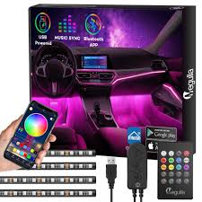 Amazon Com Car Interior Lights With Bluetooth App Control Megulla 4pc Underdash Lighting Kits With Remote Usb Rgb Led Strip Lights For Cars Trucks With 16 Million Colors Sync To Music Timer And