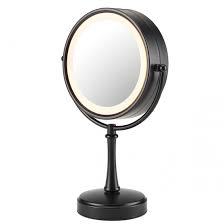 To start enjoying your makeup mirror, remove the protective plastic bands covering the led lights and flip the on/off switch in the back. Conair 3 Way Touch Control Lighted Mirror Black