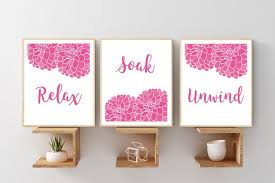 Pink Bathroom Art Printables Relax Soak