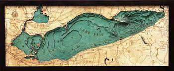 lake erie wood carved topographic depth