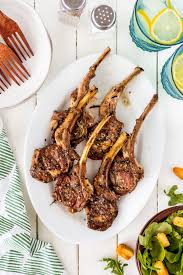 grilled lamb chops bbqing with the