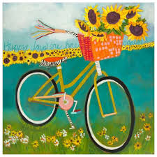 Sunflower Bike Vintage Inspired Canvas