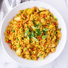 curry fried rice with en cooking