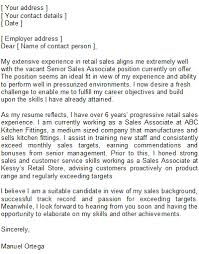 Sales Associate Cover Letter Sample