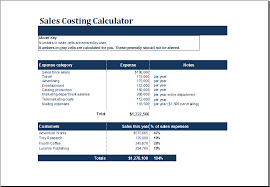 Sales Costing Calculator Template At Xltemplates Org Microsoft