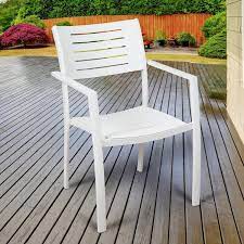 Atlantic Jordan White Stackable Aluminum Outdoor Dining Chair 4 Pack