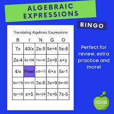 Translating Algebraic Expressions Bingo
