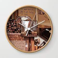Brown Love Aesthetic Collage Wall Clock