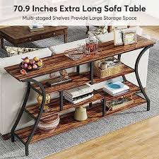 Narrow Sofa Table With Storage Shelves