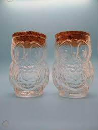 vintage clear glass owl canister jars