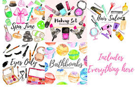 large watercolor makeup clipart by