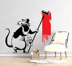 Banksy Wall Decal Paint Roller Rat