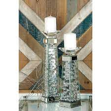 Silver Glass Mirrored Candle Holder