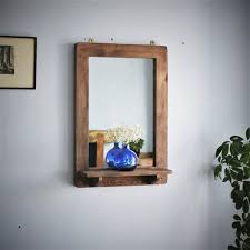 Large Wall Mirror With Shelf In Natural