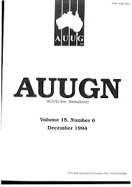 Volume 15 Number December 1994 Auug Inc Newsletter
