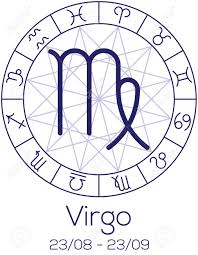 Zodiac Sign Virgo Astrological Symbol In Wheel With Polygonal
