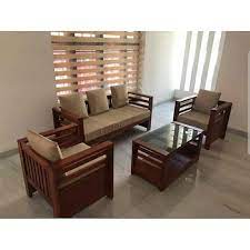 brown 5 seater wooden sofa set for home