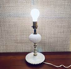 Vintage 1950s Fenton Boudoir Lamp White