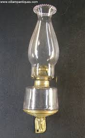 Wall Oil Lamp Brass Bracket Glass Font