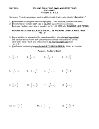 1 Solving Equations Involving Fractions