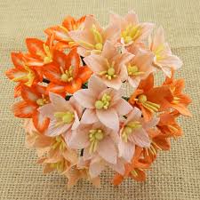 Check spelling or type a new query. 50 Mixed Peach Orange Mulberry Paper Lily Flowers 5 Color Saa 138 Promlee Flowers Wholesale Mulberry Paper Flowers Direct From Thailand