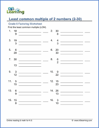 You can do the exercises online or download the worksheet as pdf. Gcf And Lcm Worksheets K5 Learning