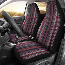Red Boho Stripe Decor Car Seat Covers