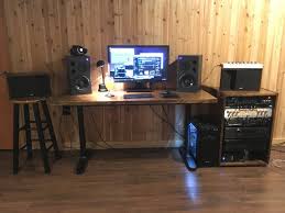 Get two linnmon desk tops measuring 100 x 60cm. Basement Studio Complete With Ikea Hack Desk And Diy Rack Musicbattlestations