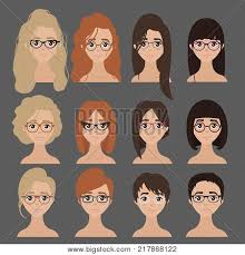 The hairstyle really transforms the image of the person who wears glasses to an unbelievable extent. Vector Design Vector Photo Free Trial Bigstock